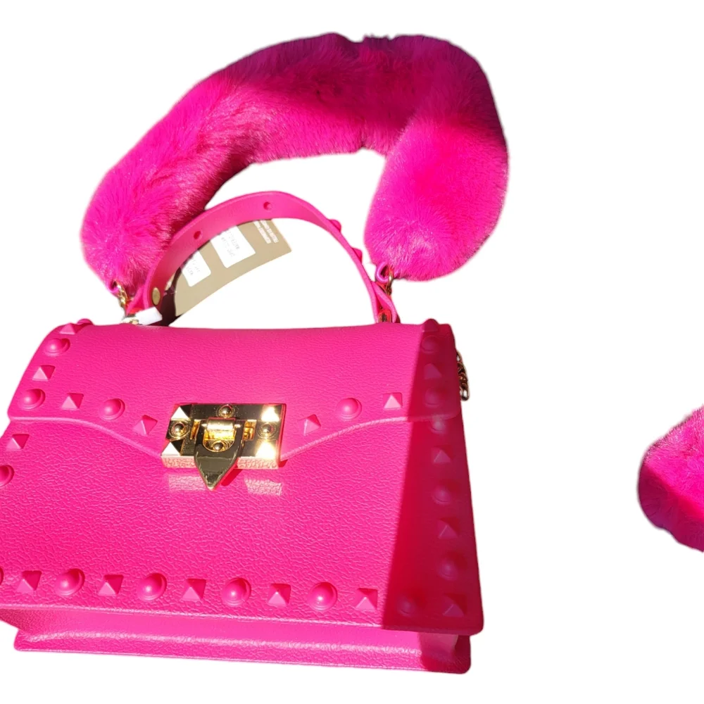 Studded Jelly Small‎ Crossbody Purse/Handbag with Pom USB